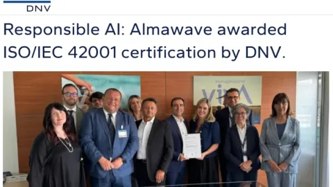Almawave Earns ISO 42001 Certification for Responsible Artificial Intelligence