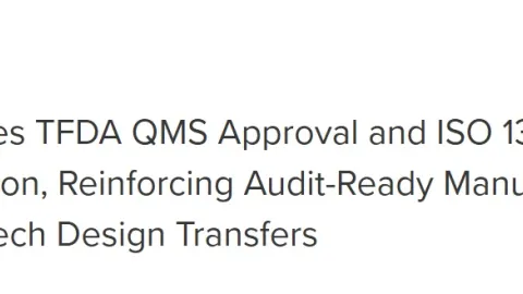 IEI Secures TFDA QMS Approval and ISO 13485 Certification
