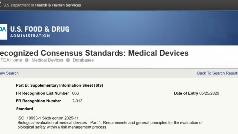 FDA Partially Recognizes ISO 10993-1:2025 for Medical Devices
