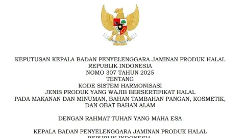Indonesia Submits List of Products Requiring Halal Certification to WTO