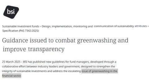BSI Introduces Guidance to Fight Greenwashing in Sustainable Investment Funds