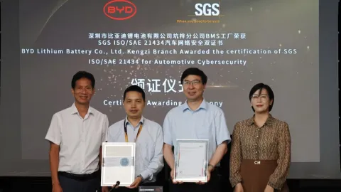 BYD Battery Achieves ISO/SAE 21434 Cybersecurity Certification