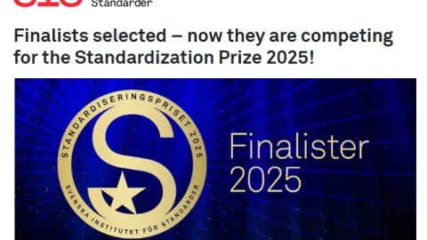 Three Finalists Announced for Sweden’s 2025 Standardization Prize