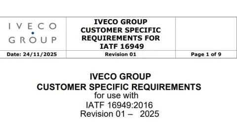 IVECO Group Updates Customer Requirements for IATF 16949 Suppliers