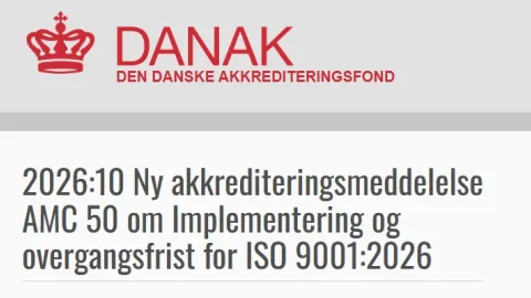 Denmark Sets June 2027 Deadline for ISO 9001:2026 Accreditation Applications