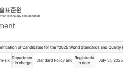 South Korea Seeks Public Input on 2025 Honors for Standards and Quality Achievements