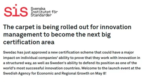 Sweden Launches TS 560 Certification Based on ISO 56001 to Strengthen Innovation Management