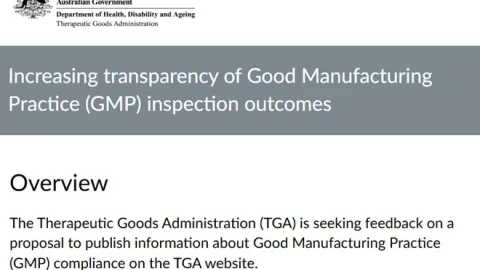 TGA Proposes Publishing Therapeutic Goods GMP Inspection Outcomes