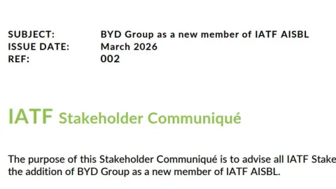 BYD Joins IATF As First NEV-Only Automaker And Second Asian Member