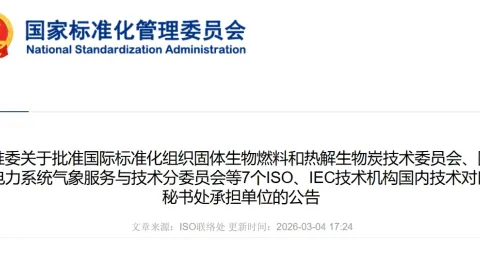 China Approves Counterpart Units and Secretariat Hosts for Seven ISO and IEC Technical Bodies