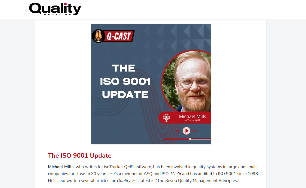 Reconnecting With Core Principles in the Current ISO 9001 Revision